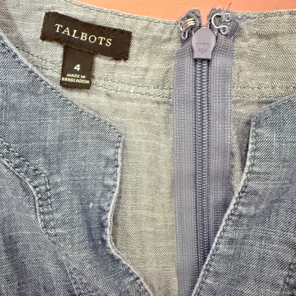 Talbots light blue chambray Sleeveless daytime Dress size 4 - Picture 3 of 8
